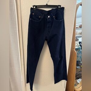 Levi’s Navy Blue Pants fits like a 28 unsure on actual size , cropped at ankle